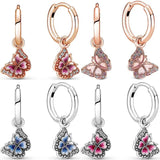 925 Silver Butterfly Hoop Earrings Blue&Pink Enamel Women Birthday Gift DIY Jewe