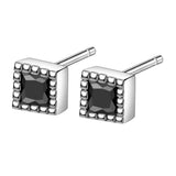925 Silver Needle Square Crystal Stud Earrings for Women