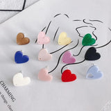 Acrylic Peach Heart Stud Earrings 925 Silver Needle Non-allergic