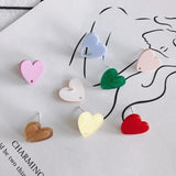 Acrylic Peach Heart Stud Earrings 925 Silver Needle Non-allergic