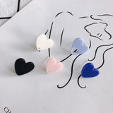 Acrylic Peach Heart Stud Earrings 925 Silver Needle Non-allergic