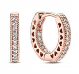 925 Silver Sparkling Elevated Heart Earrings Golden Shine Wedding Gift