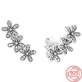 925 Silver Family Tree Stud Earrings Crown Hoops