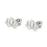 925 Silver Lotus Flower Stud Earrings for Women Elegant Piercing Jewelry