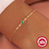 925 Silver Green Zircon Charm Bracelet Minimalist Jewelry