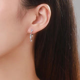 925 Silver Rainbow Zirconia Stud Earrings for Women Party Gift Jewelry