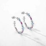 925 Silver Rainbow Zirconia Stud Earrings for Women Party Gift Jewelry