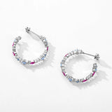 925 Silver Rainbow Zirconia Stud Earrings for Women Party Gift Jewelry