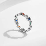 925 Silver Irregular Stackable Zirconia Party Ring for Women