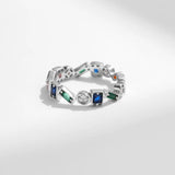925 Silver Irregular Stackable Zirconia Party Ring for Women