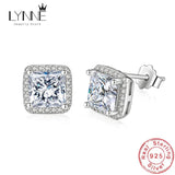 Sterling Silver Crystal Square Stud Earrings for Women