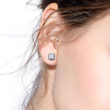 Sterling Silver Crystal Square Stud Earrings for Women