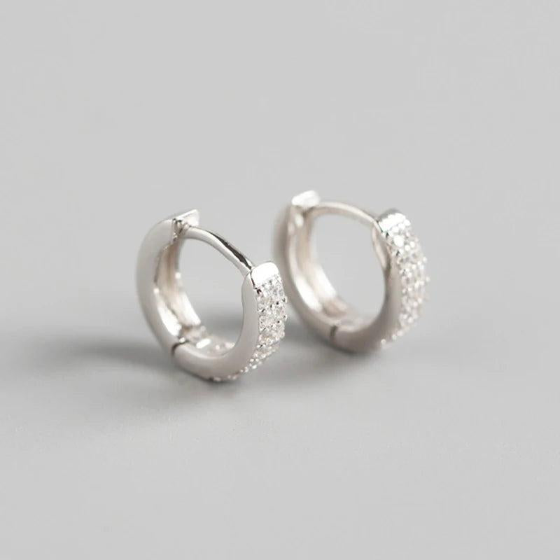 925 Silver Hoop Earrings Lab Diamond Sparkly Small Zircon Jewelry