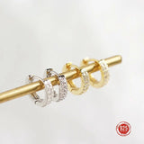 925 Silver Hoop Earrings Lab Diamond Sparkly Small Zircon Jewelry