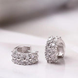 Punk Rock Rhinestone Hoop Earrings 925 Sterling Silver for Women
