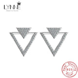 925 Silver Triangle Zircon Stud Earrings Rhinestone Jewelry
