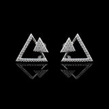 925 Silver Triangle Zircon Stud Earrings Rhinestone Jewelry
