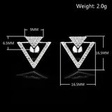 925 Silver Triangle Zircon Stud Earrings Rhinestone Jewelry