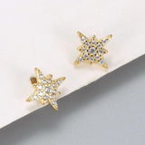925 Silver Star Ear Studs Women's Diamond Zircon Star Stud Earrings