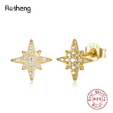 925 Silver Star Ear Studs Women's Diamond Zircon Star Stud Earrings