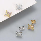 925 Silver Star Ear Studs Women's Diamond Zircon Star Stud Earrings