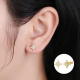 925 Silver Star Ear Studs Women's Diamond Zircon Star Stud Earrings