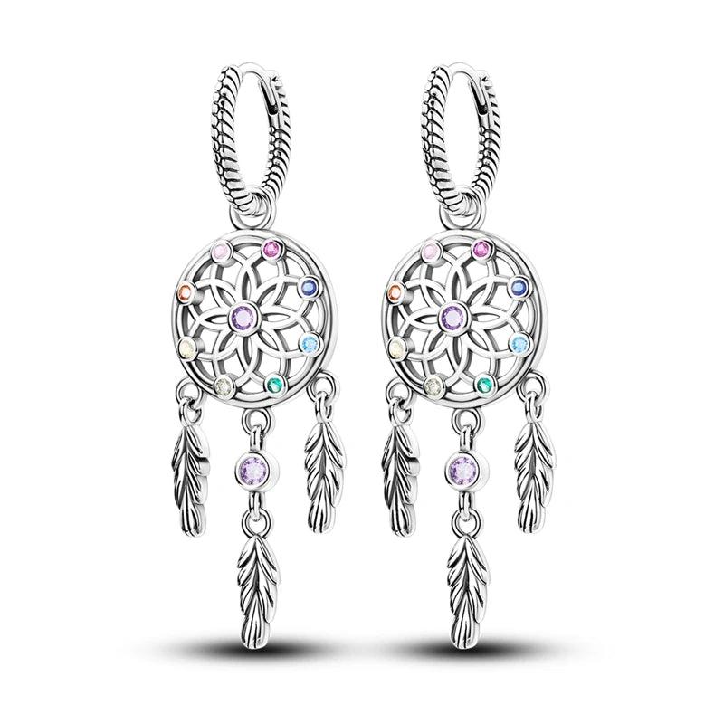 925 Silver Travel Magic Eye Hoop Earrings CZ Zircon Earing Jewelry