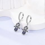 925 Silver Travel Magic Eye Hoop Earrings CZ Zircon Earing Jewelry