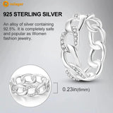 925 Silver Sparkling Chain Engagement Ring Women Jewelry