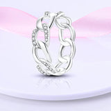 925 Silver Sparkling Chain Engagement Ring Women Jewelry