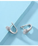 925 Silver Zircon Crystal Flower Earrings Women's Jewelry