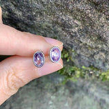 5*3MM Amethyst Stud Earrings 925 Silver Vintage Gift