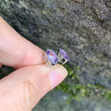 5*3MM Amethyst Stud Earrings 925 Silver Vintage Gift