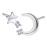 925 Silver Crystal Moon Star Stud Earrings FQL23685