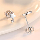 925 Silver Crystal Moon Star Stud Earrings FQL23685