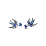 925 Silver Sparkling Infinity Heart Pansy Flower Stud Earrings