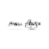 925 Silver Sparkling Infinity Heart Pansy Flower Stud Earrings