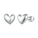 925 Silver Small Heart Stud Earrings Plated Ear Stud Y2K Jewelry FNE886