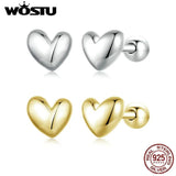 925 Silver Small Heart Stud Earrings Plated Ear Stud Y2K Jewelry FNE886
