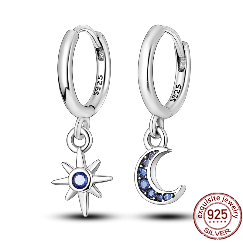 925 Silver Women's Earrings Rose Heart Star Moon Birthday Wedding Party Jewelry