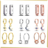 925 Silver Women's Earrings Rose Heart Star Moon Birthday Wedding Party Jewelry