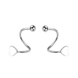 925 Silver Spiral Heart Star Stud Earrings FQL23690