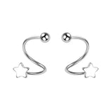 925 Silver Spiral Heart Star Stud Earrings FQL23690