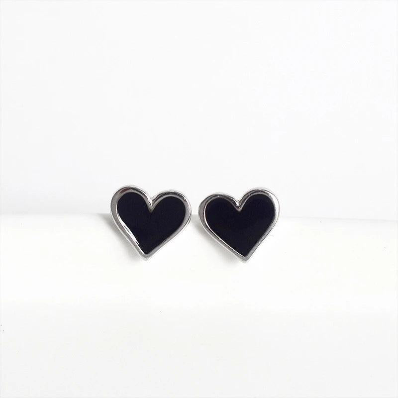 925 Silver Red Heart Earrings Romantic Ear Studs for Women Girl