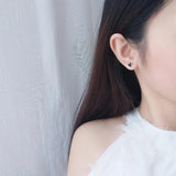 925 Silver Red Heart Earrings Romantic Ear Studs for Women Girl