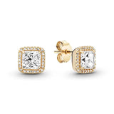 925 Silver Circle & Infinity Stud Earrings Square Sparkle Pandor Fine Jewelry