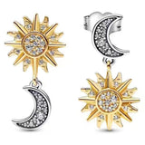 925 Silver Sun & Moon Hoop Earrings, Women's Gift Jewelry