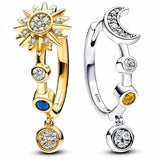 925 Silver Sun & Moon Hoop Earrings, Women's Gift Jewelry