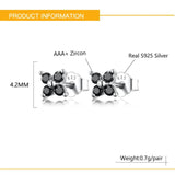 925 Silver Flower CZ Stud Earrings for Women