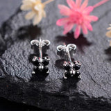 925 Silver Flower CZ Stud Earrings for Women